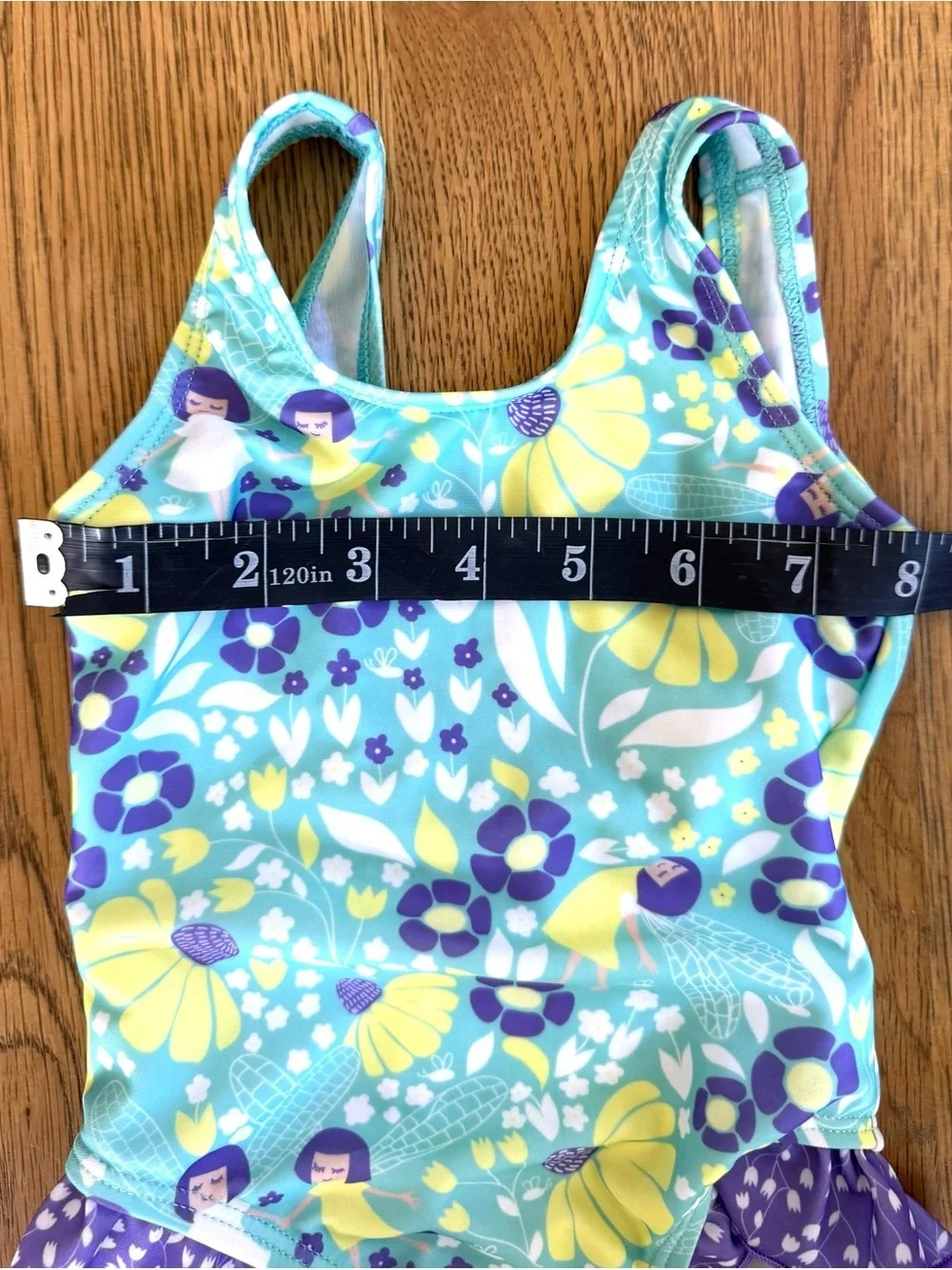 Flap Happy Girls 2T One Piece Swimsuit Aqua Purple Floral Fairy Ruffle NWT